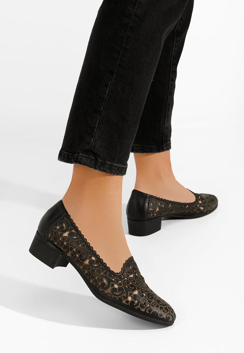 Chaussures femme en cuir noirs Malva