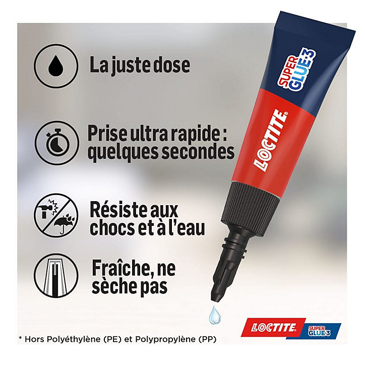 Colle Superglue-3 Control Liquide mini dose Loctite 3 x 1g