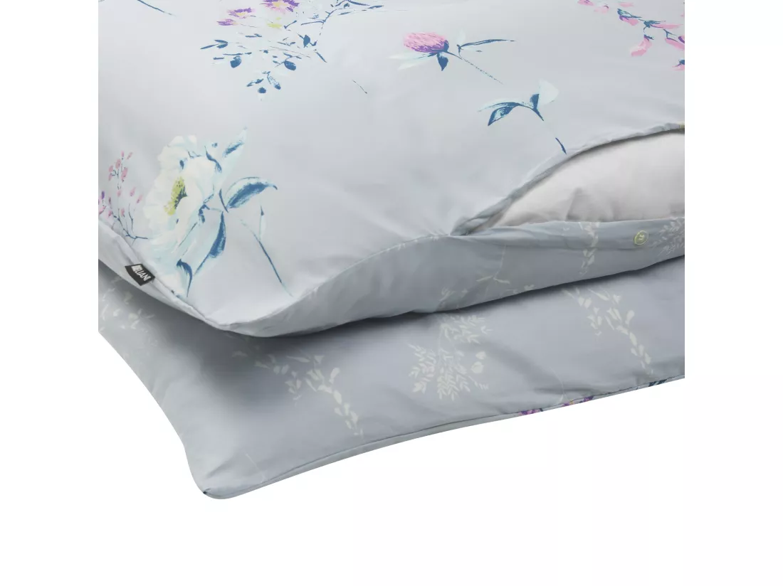 Ensemble de housses de couette EVERGREEN Satin de coton 200 x 220 cm Bleu clair