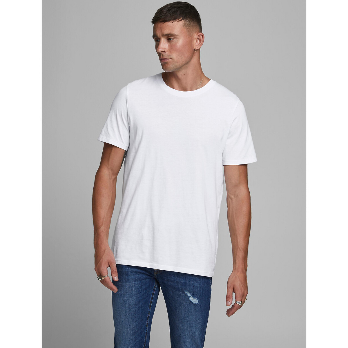 JACK & JONES<br>Camiseta de gola redonda em algodão orgânico