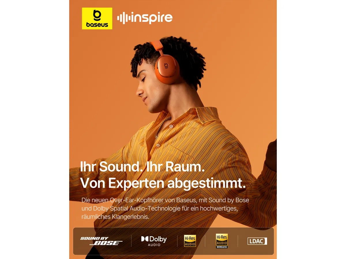 Inspire XH1 ANC Over-Ear Bluetooth 6.0 Kopfhörer mit Sound by Bose und Dolby Audio-Technologie (A0203600) - Sunset Coral