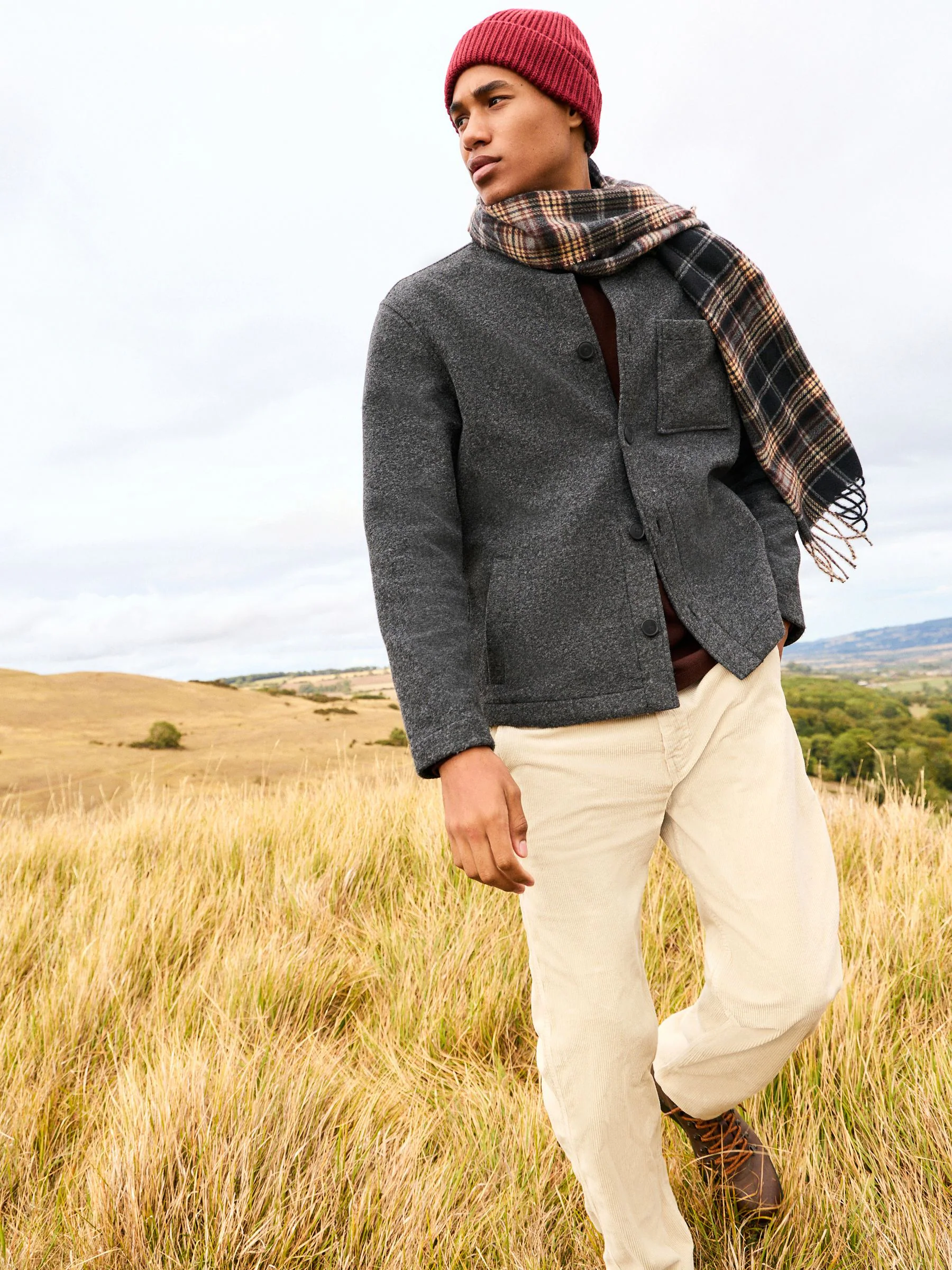 Leisteen grijs - Wol-look fleece overshirt