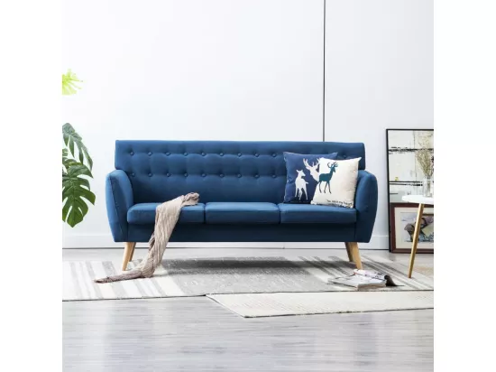 NETTLIFE Canapé à 3 places revêtement en tissu 172x70x82 cm bleu