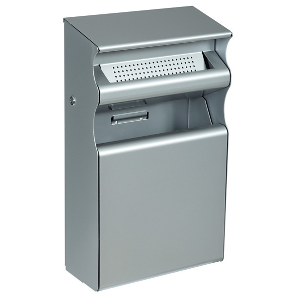Cendrier mural poubelle Rossignol Kopa avec serrure 2 L / 15 L gris métal