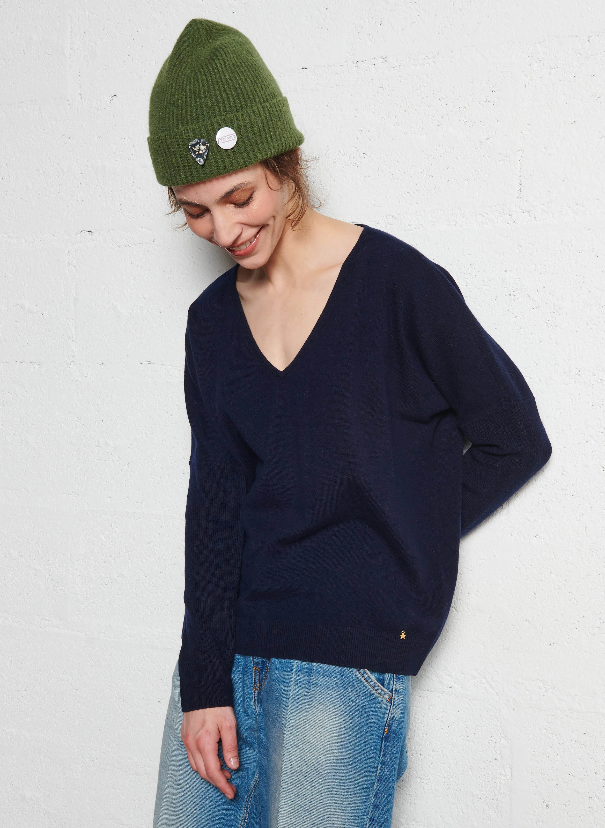 ARNITO - Pull col V en laine| Bleu
