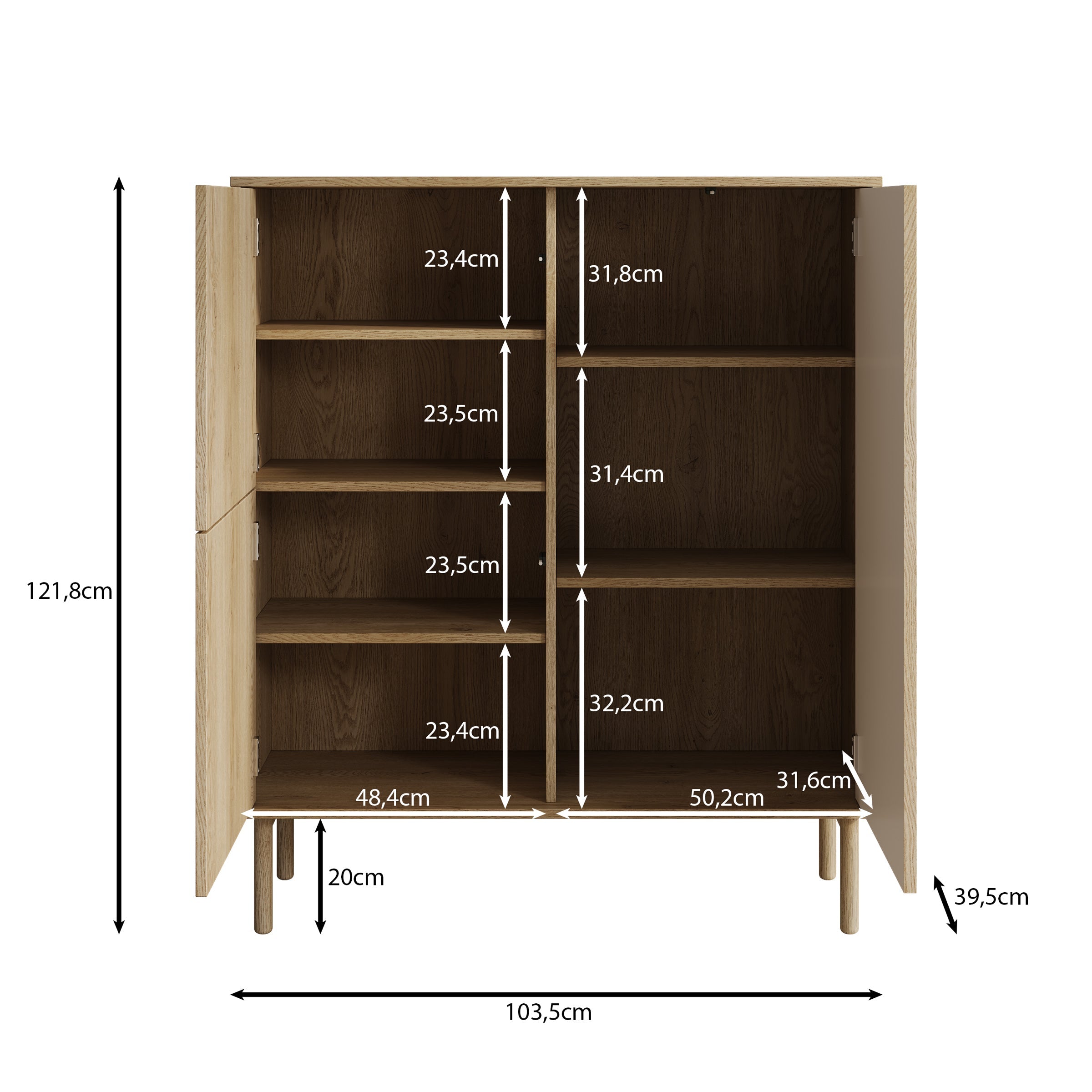 Meubella - Tenerife - Dressoir - Eiken - 104 cm