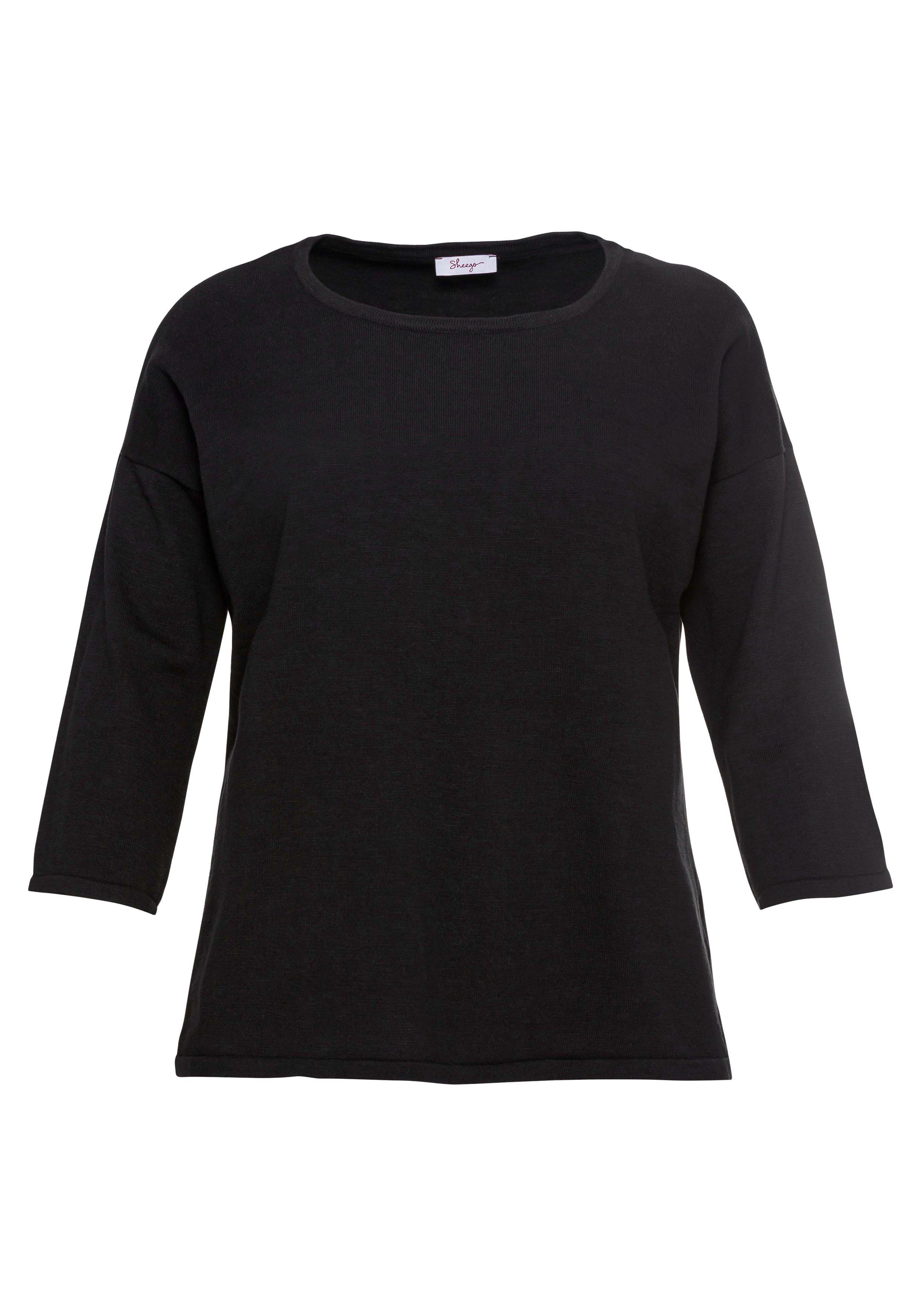 Pullover mit 7/8-Trompetenärmeln, aus Flammgarn