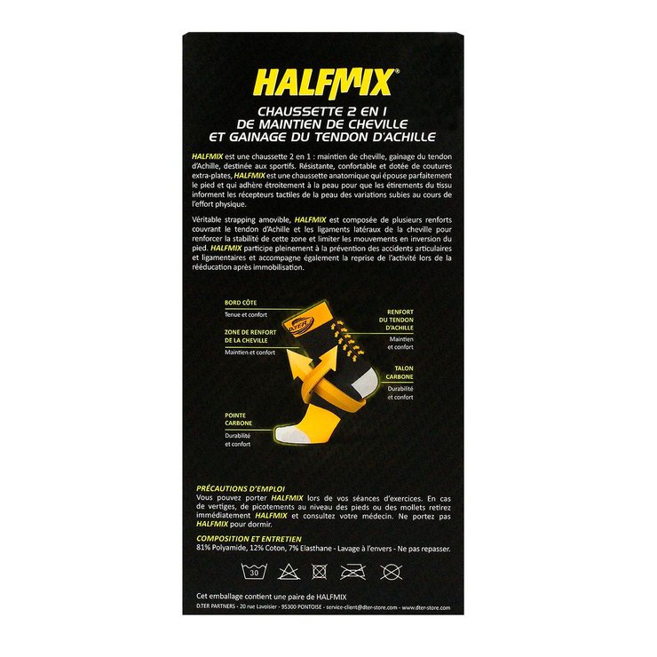 Halfmix 1 paire de chaussettes 2en1 41/43 Noir