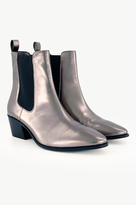 Chelsea-Stiefeletten, Metallic-Lederoptik, Weite H