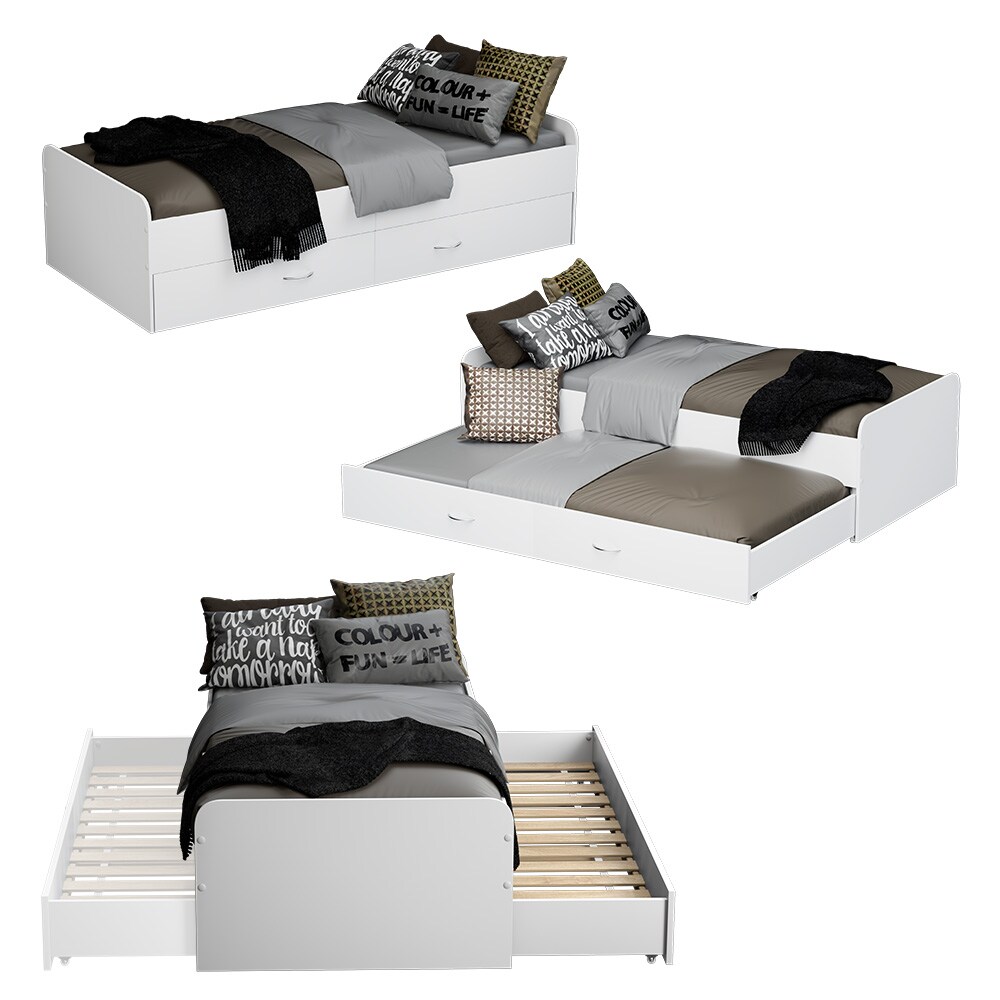 Oskar-Store Kojenbett Jasper 200 x 90 cm Weiß, mit Lattenrost, Funktionsbett, Gäste