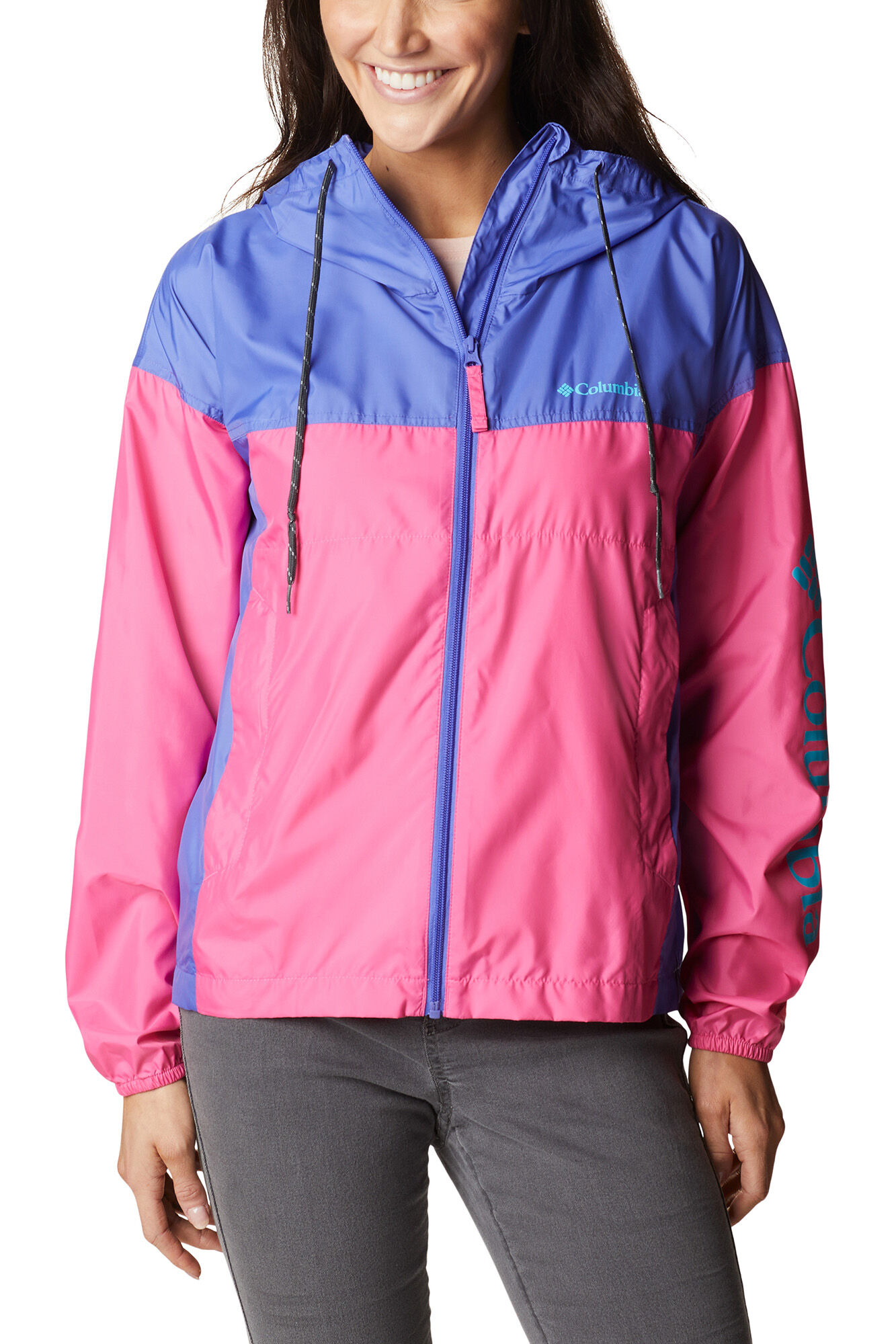 Jaqueta corta-vento feminina Columbia Flash Challenger™ - Rosa