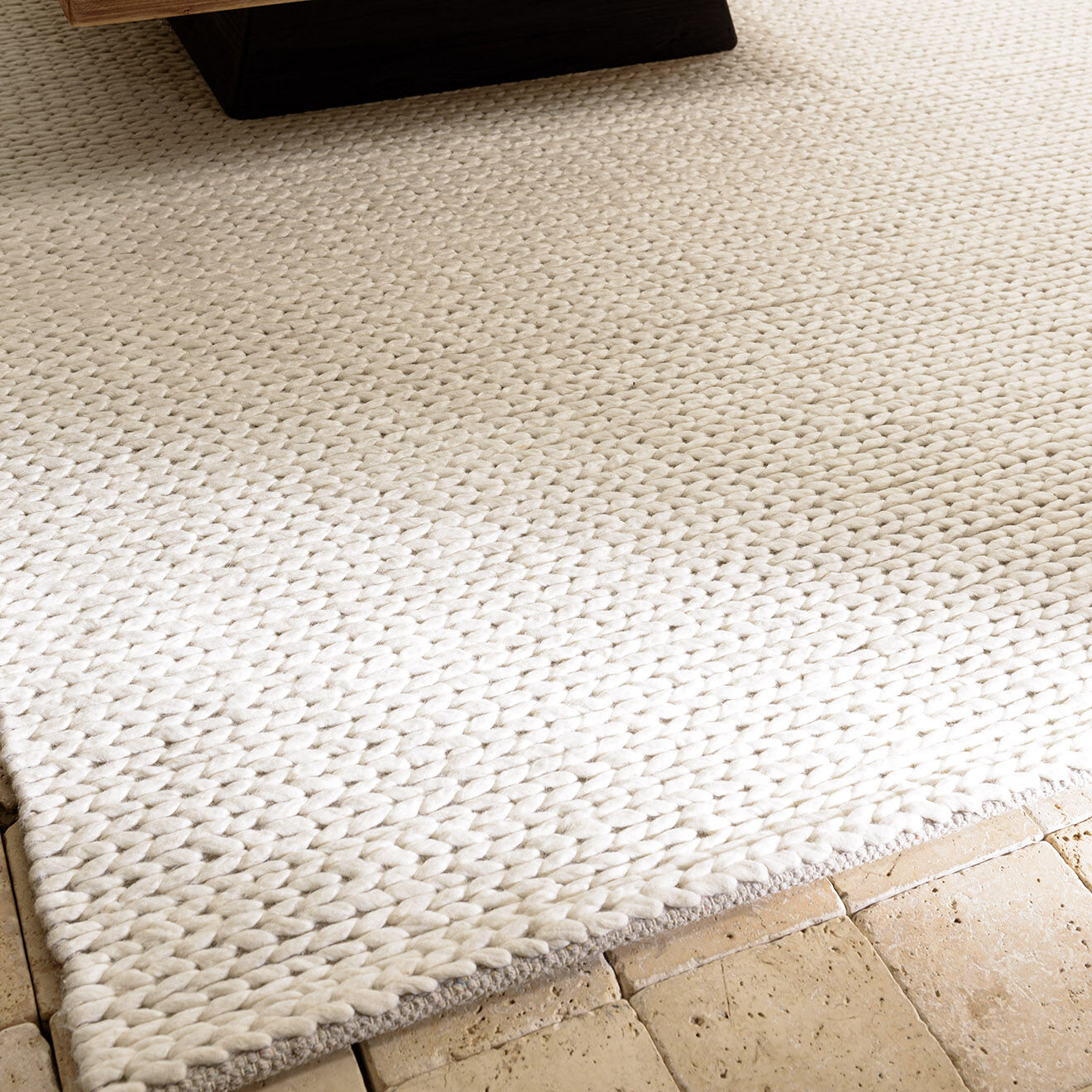 Macabane Tapis en Laine tissée Quentin écru - 230x160 cm