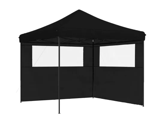 Tente de réception pliable escamotable 2 parois latérales noir
