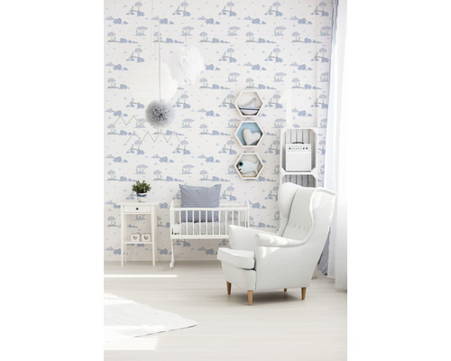 Vliesbehang 38128-1 Little Love Olifanten blauwgrijs