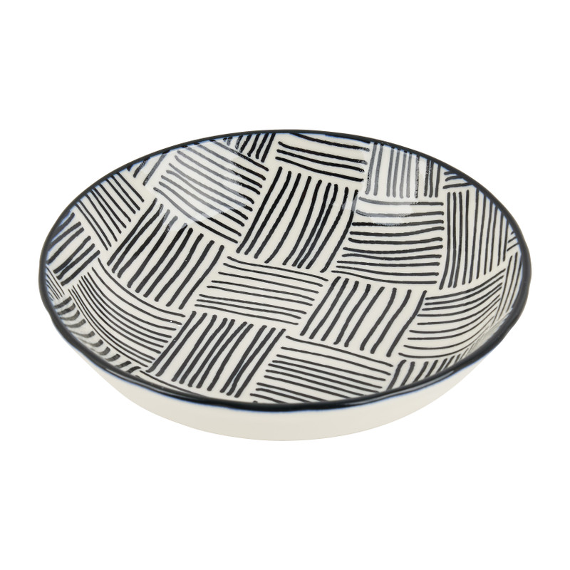 Tapas schaaltje Sevilla - zwarte streepjes - ø14x3.5 cm