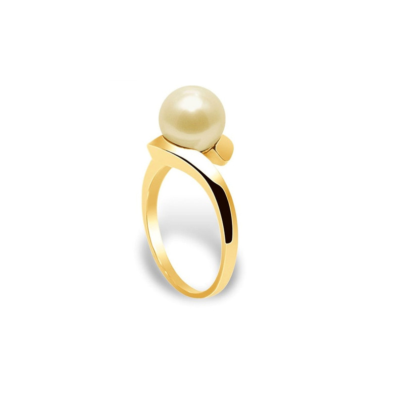 Bague Perle de Culture Dorée et Or jaune 375/1000