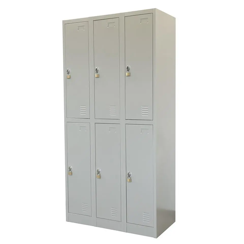 Lockerkast Grijs - 90x185 cm - 6 lockers