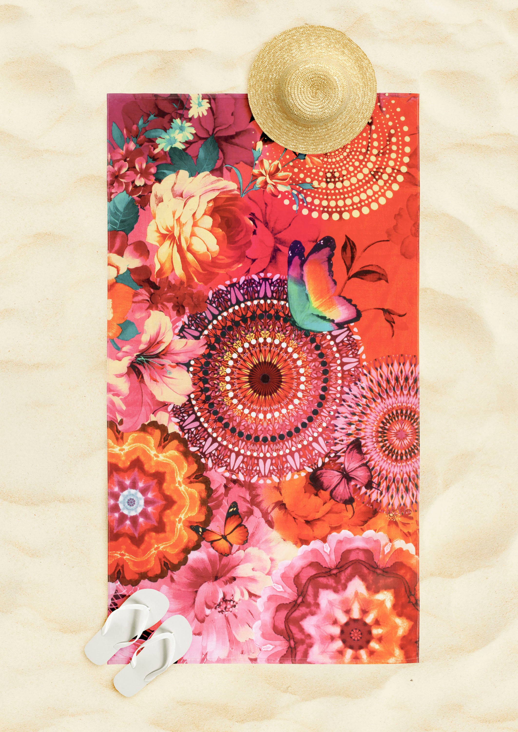 hip Strandtuch »Ziva« Baumwolle, Velours, 100x180, Weich, Strand, Erwachsen, Mandala, Bunt
