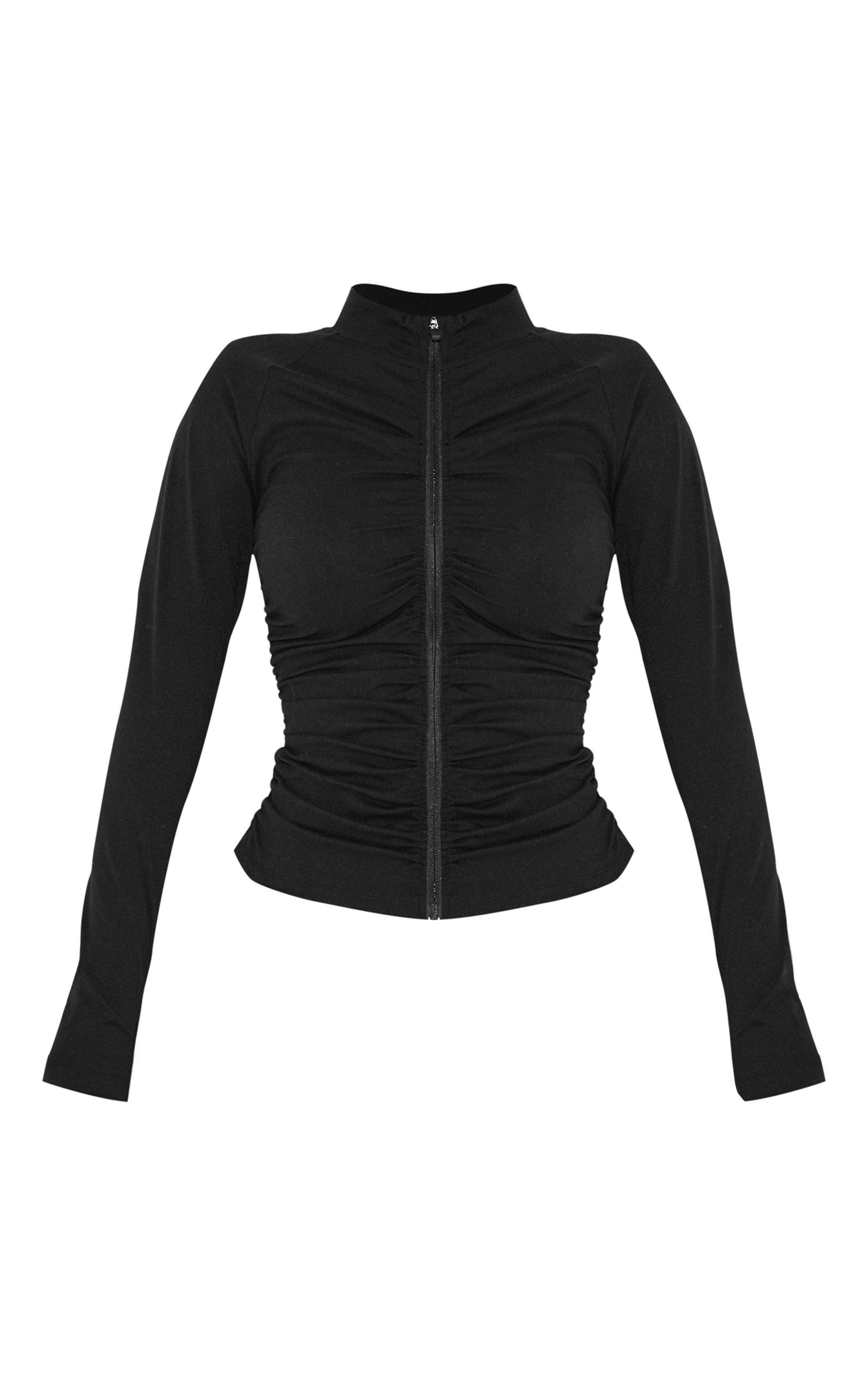Noir Veste De Sport Zippée Froncée Active Shape