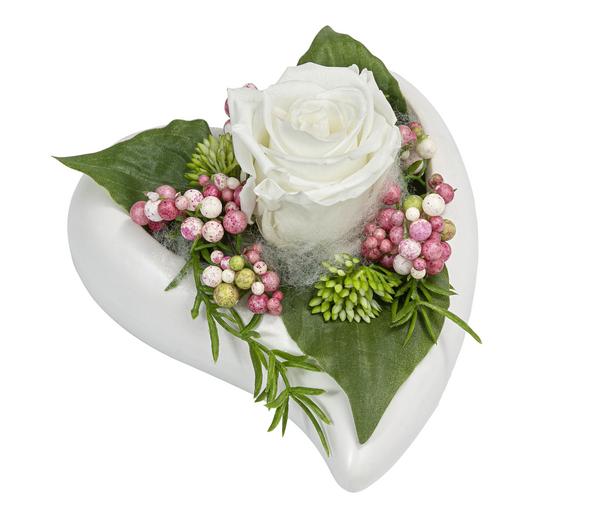 Dehner Keramik-Herz mit Longlife-Rose Cleo,