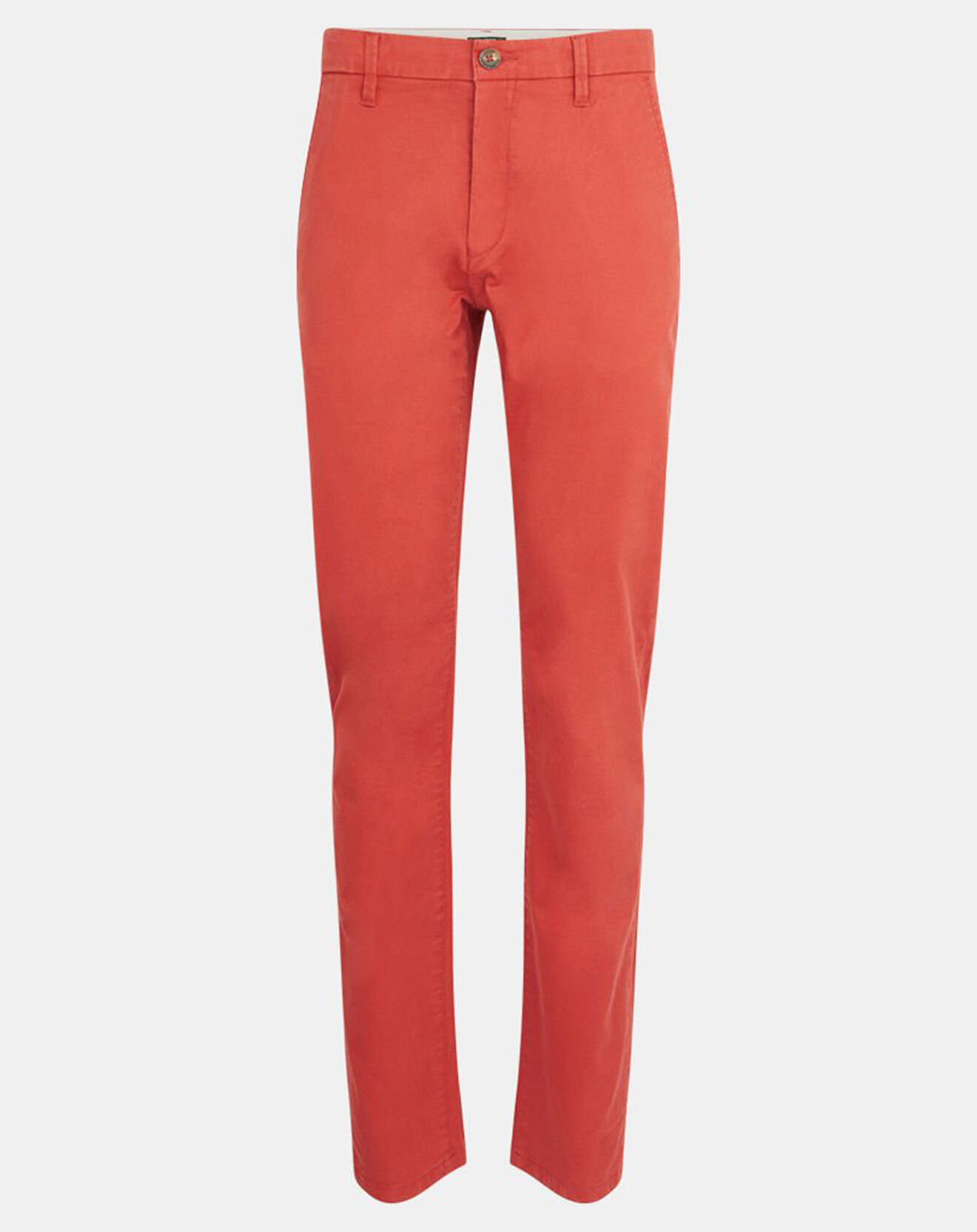 Galeries Lafayette Pantalon chino en Coton bio droit Kutdroit rouge foncé