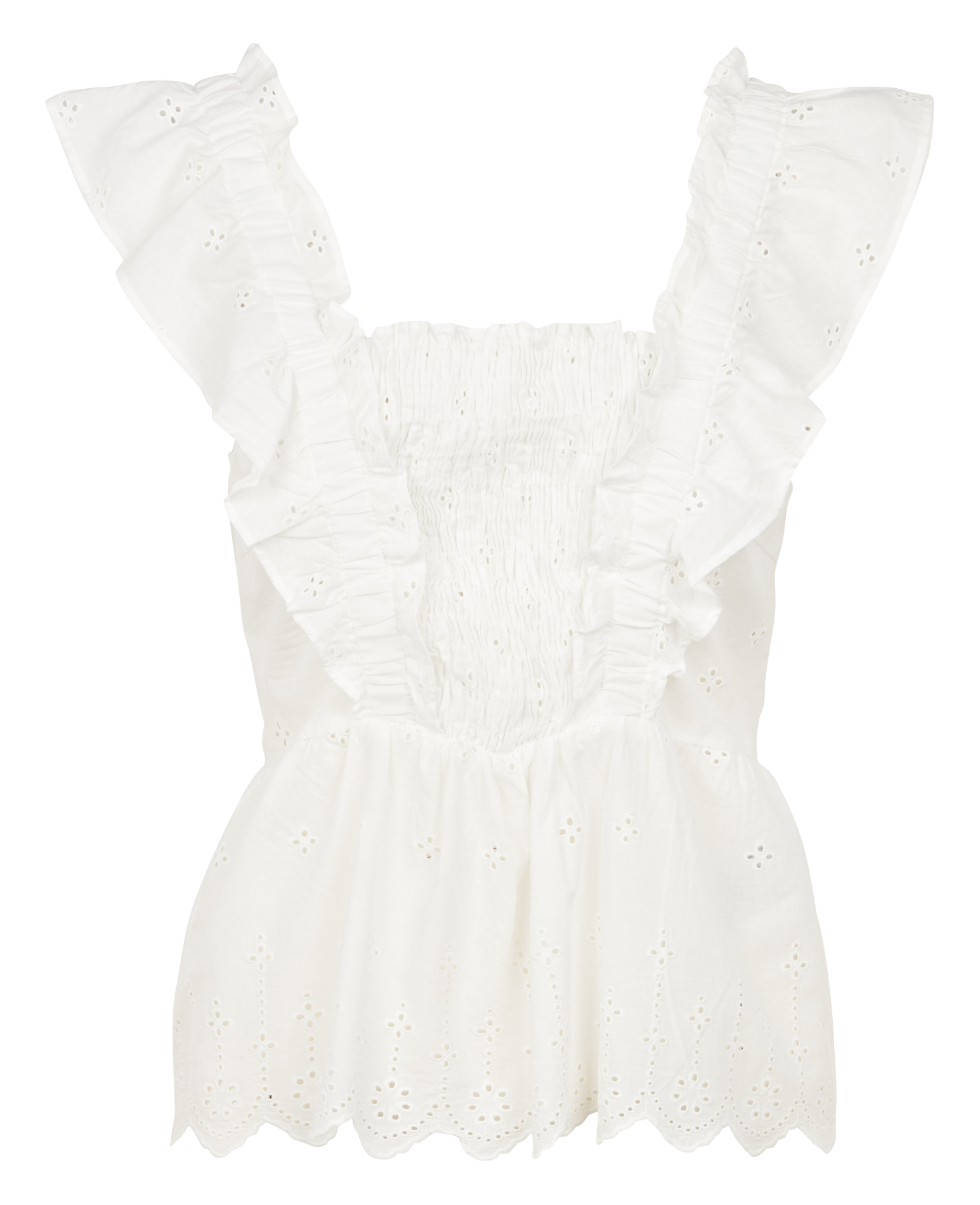 Top col carré en coton| Blanc