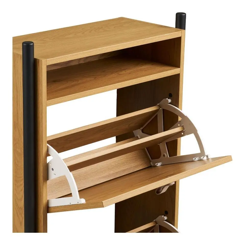 Hioshop Elna schoenenkast 2 kleppen eikendecor
