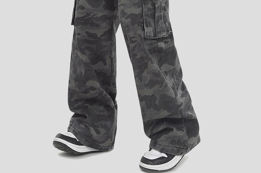 INStudio - Hoge taille camouflage rechte cargojeans