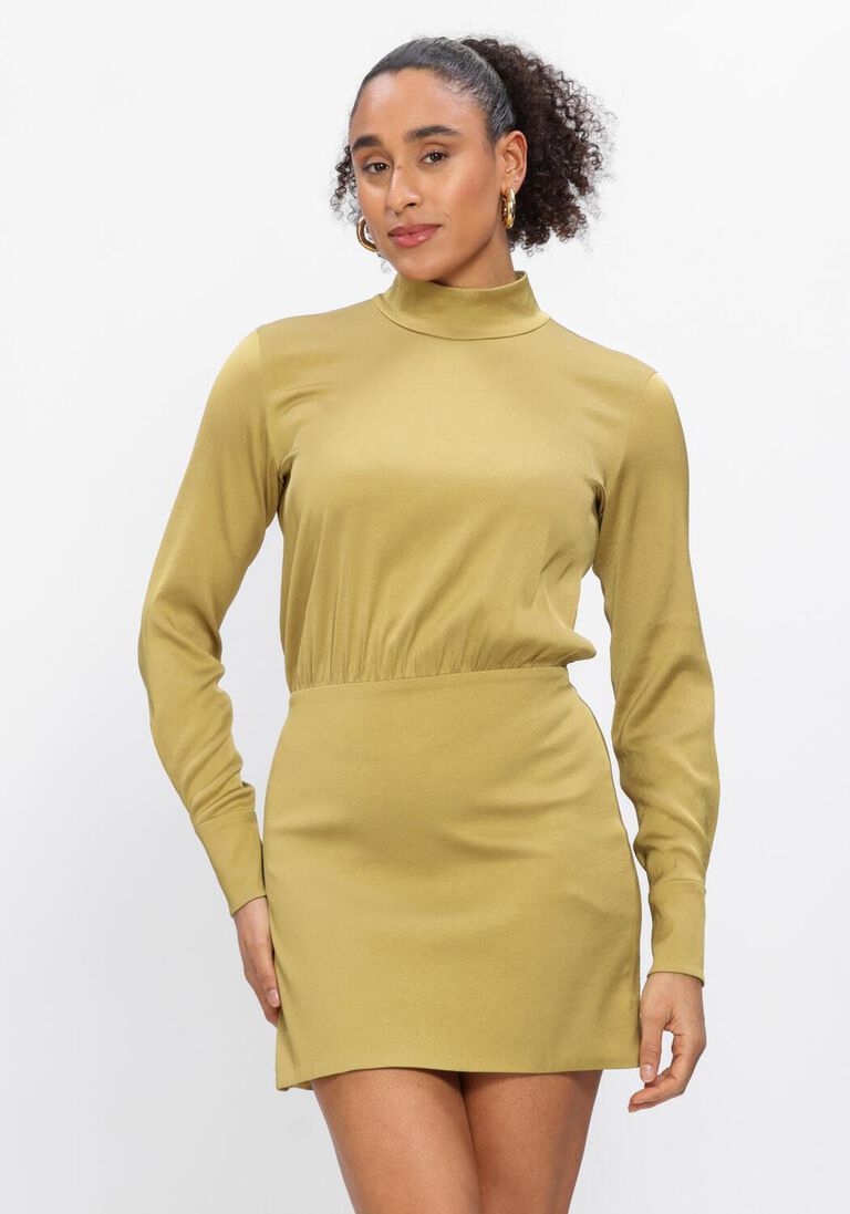 bruine drykorn mini jurk ovine