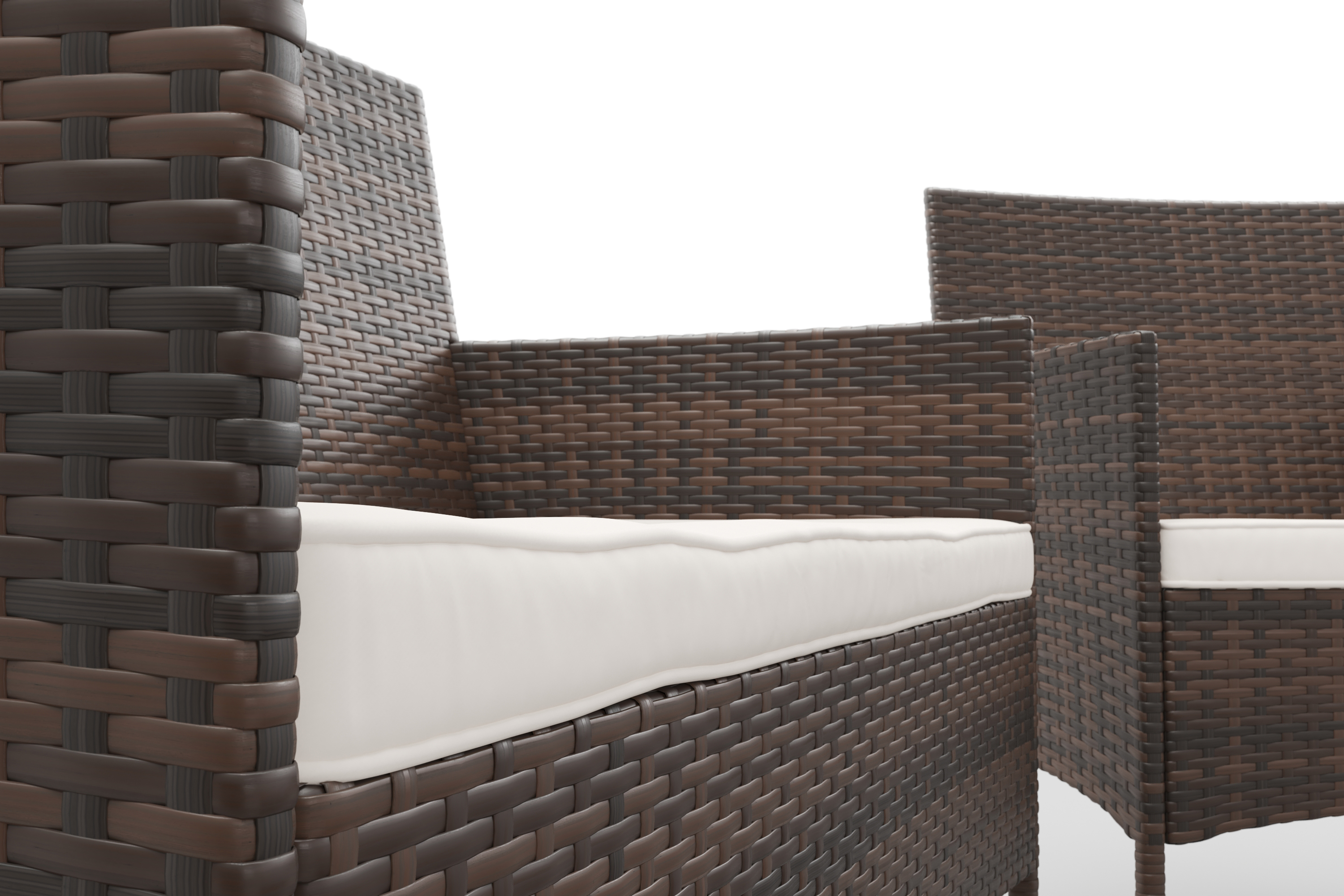 Gartenset Rattan MALIA dunkelbraun/weiss