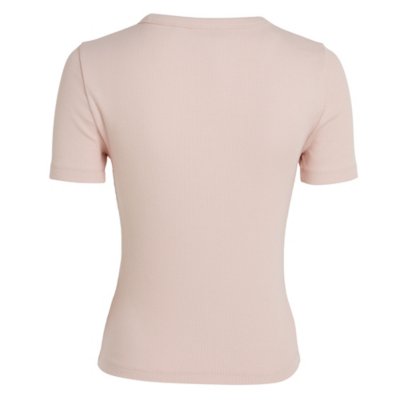 Tee-shirt à manches courtes femme Woven Label Rib Fitted CALVIN KLEIN