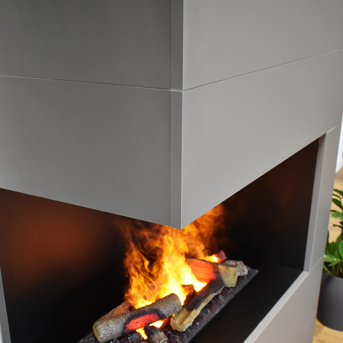 GLOW FIRE Elektrische haard 'Tucholsky Left Corner' | Waterdamphaard met OMC 600 inclusief hout in zwart | HxBxD: 140x90x45 cm