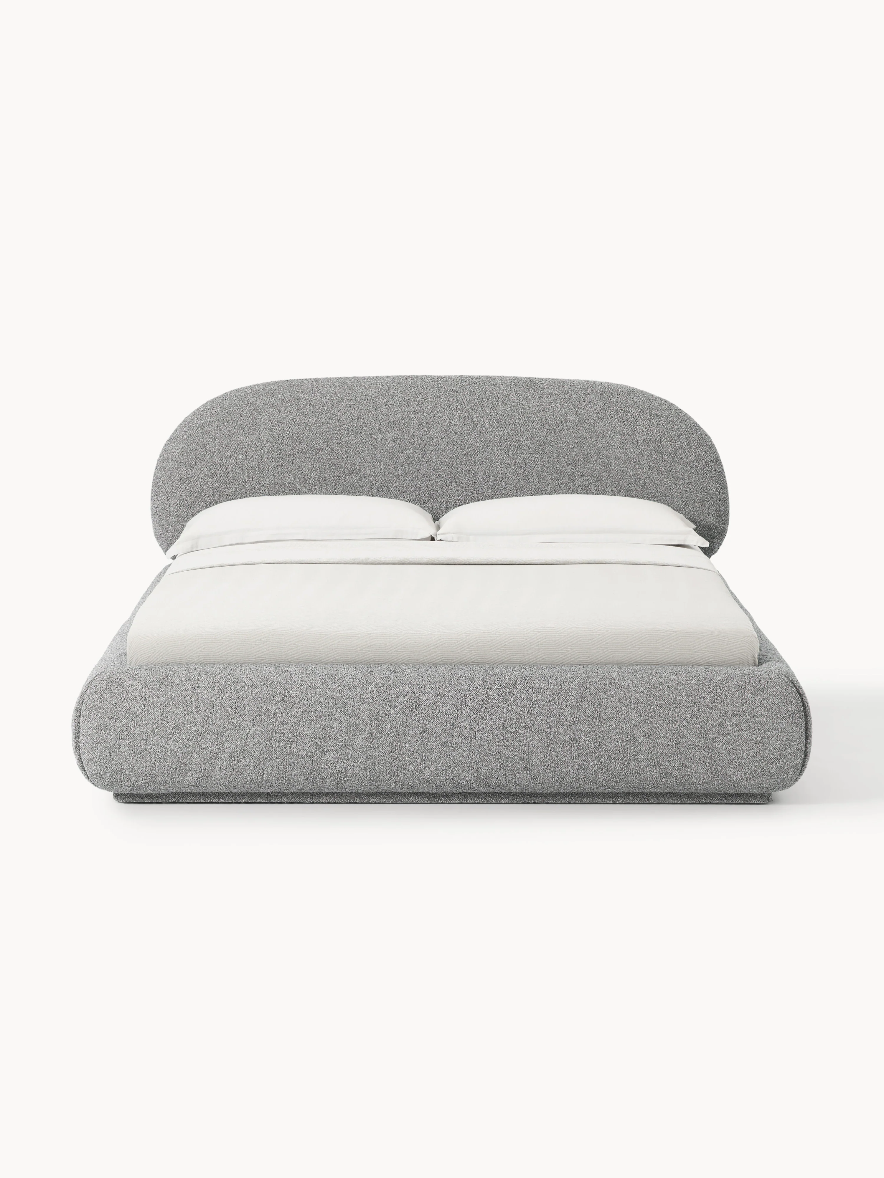 Bouclé gestoffeerd bed Alba met opbergruimte