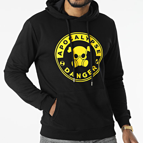 Sweat Capuche Apocalypse Danger Noir Jaune