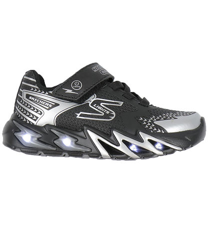 Skechers Sko m. Lys - Flex-Glow Bolt - Blåck/Sølver