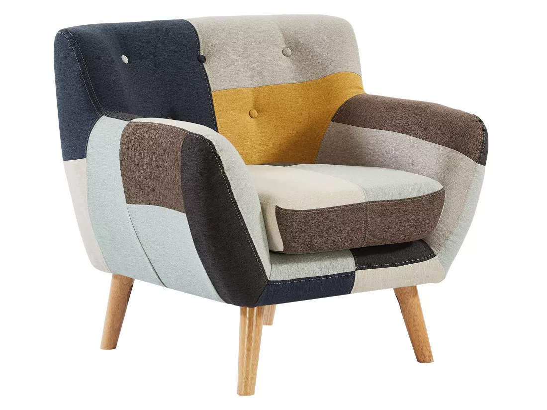 Canapé 3 places et fauteuil en tissu patchwork SERTI II
