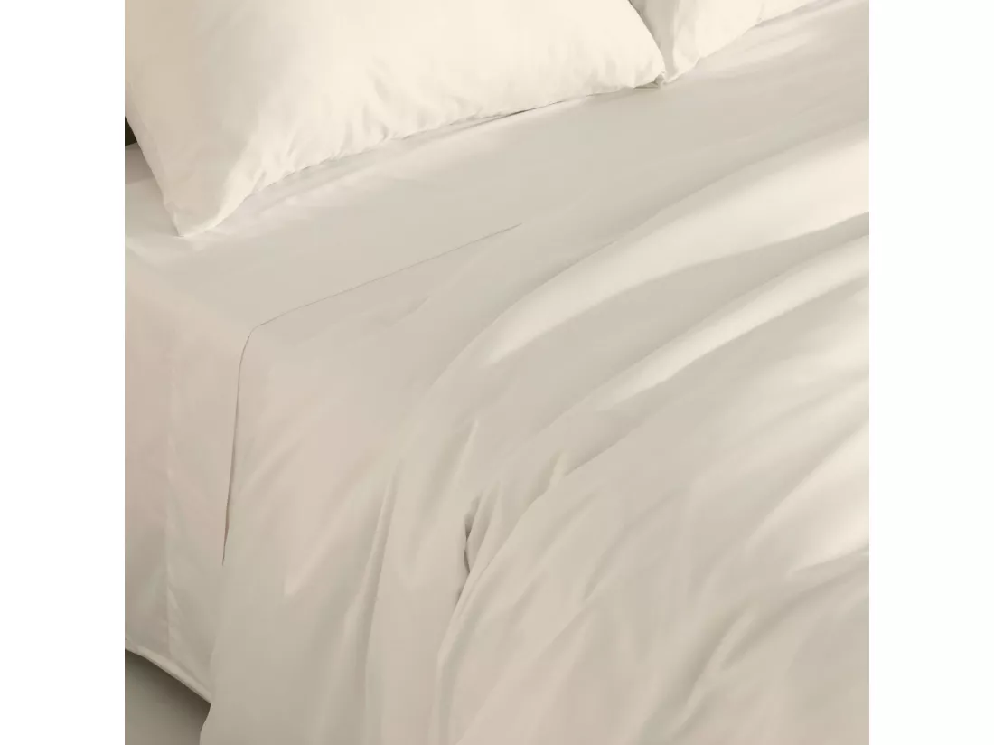 Housse de couette en satin 300 fils Blanc - 155x220 cm