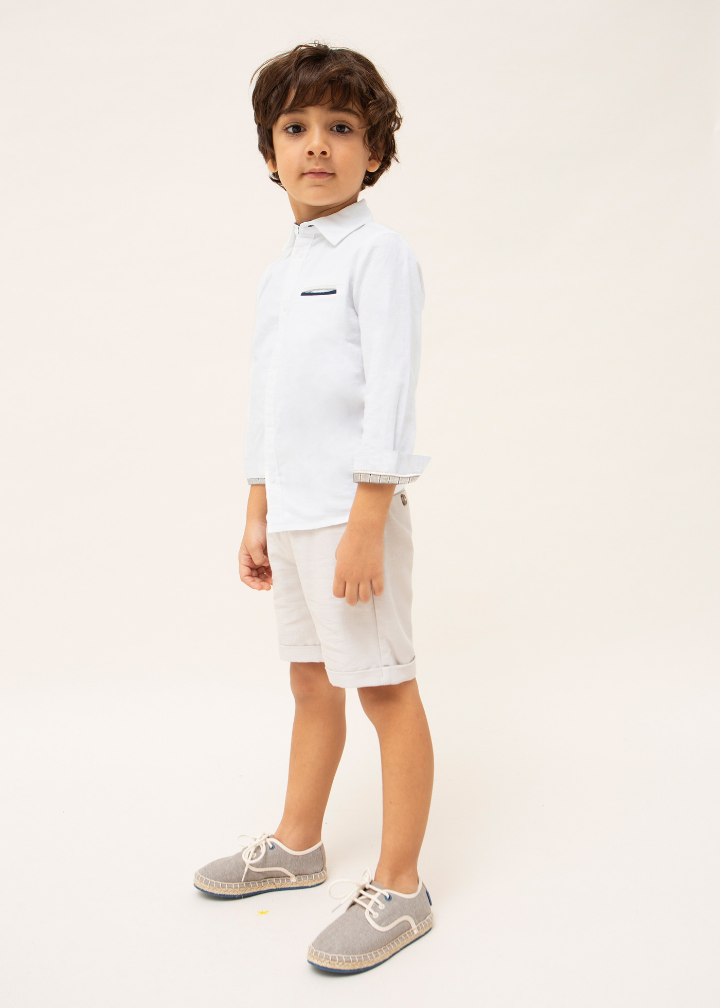 Camisa de linho de manga comprida para meninos