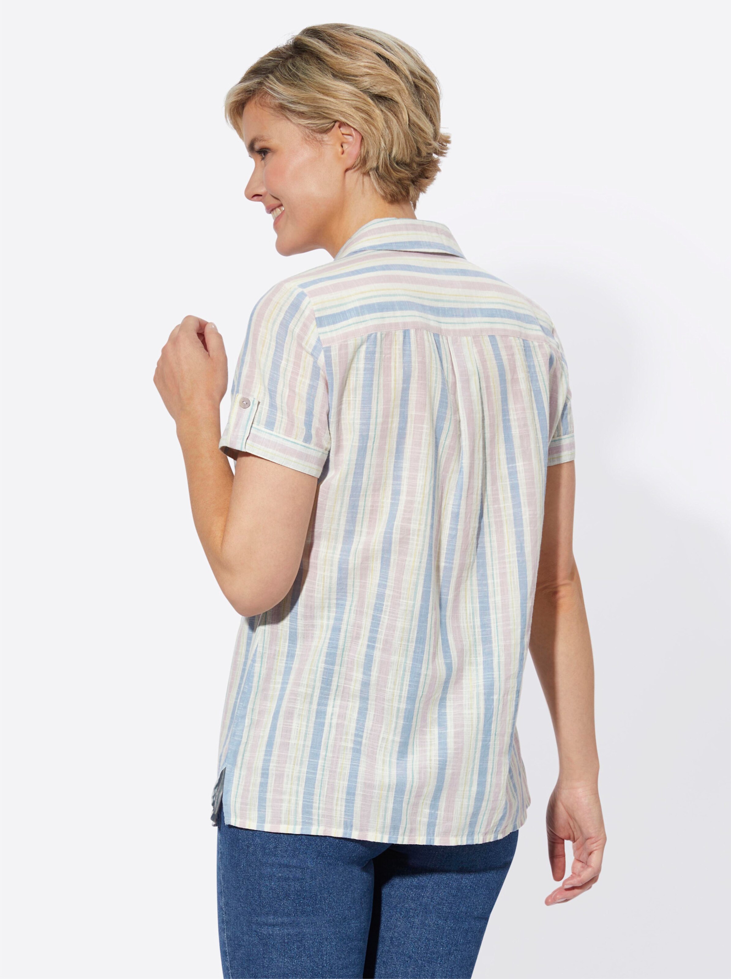 Hemdbluse in ecru-geringelt