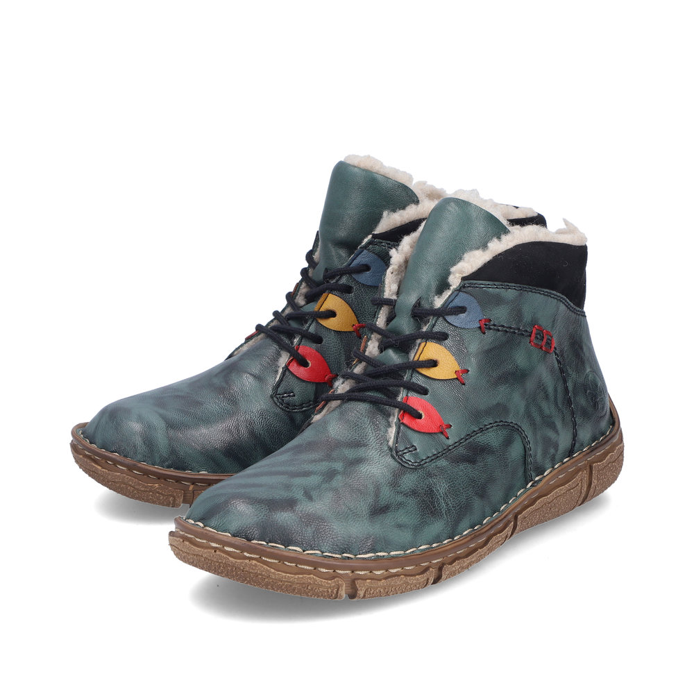 Rieker Damen-Schnürstiefelette Oliv-Grün-Mehrfarbig