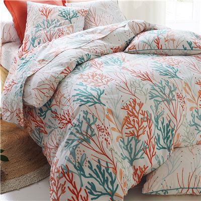 Linge de lit percale motif coraux