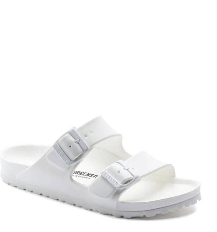 Birkenstock Witte Rubberen Slipper Dubbele Gespsluiting White