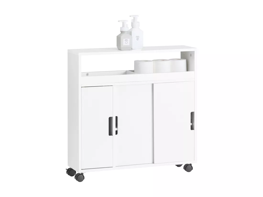 Meuble de Rangement Salle de Bain Armoire WC Meuble WC pour Papier, BZR02-W