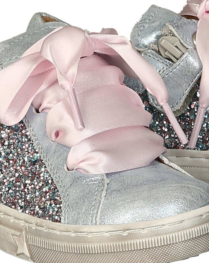 Schnür-Halbschuhe STAR GIRL mit Glitzer in ice