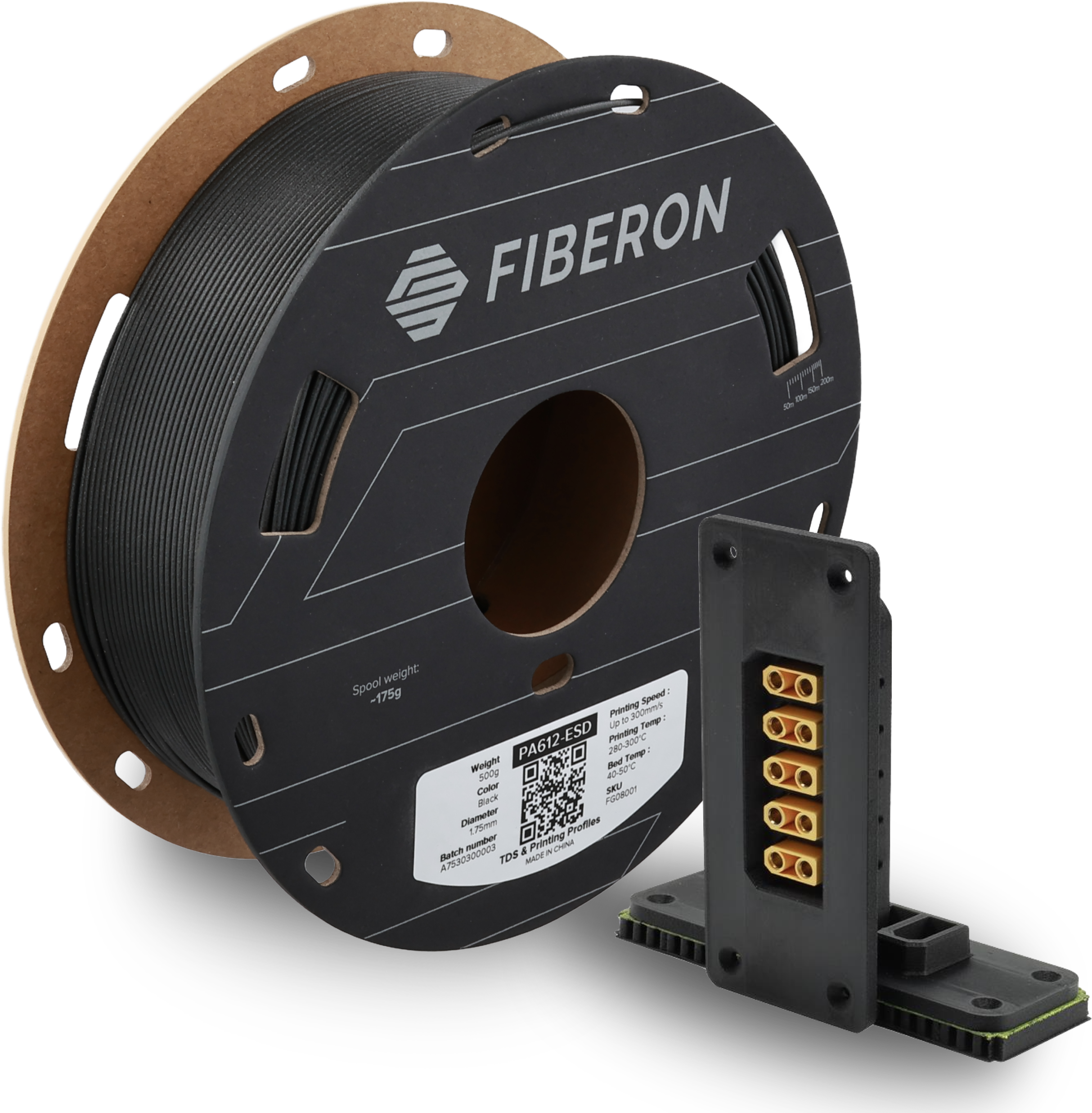 Polymaker  Fiberon™ PA612-ESD Black, 1,75 mm / 500 g    Technisches Filament für ESD-sichere Anwendungen