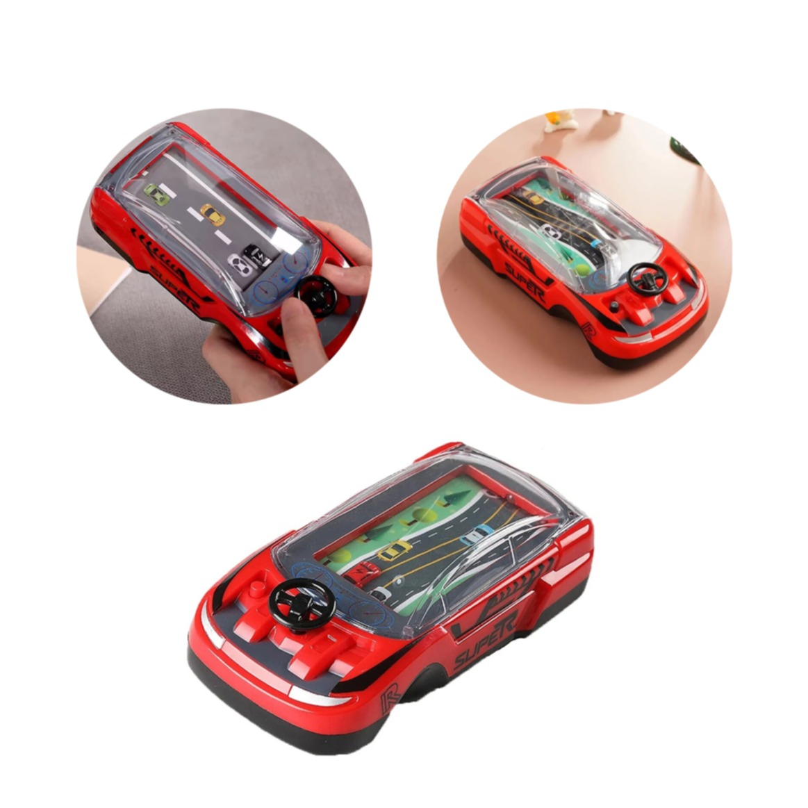 (16x8cm) Handheld Auto Rennspiel Kinder Fahrzeug Simulations Spielzeug Racing Car Spiel (Batteriebetrieben) - Rot