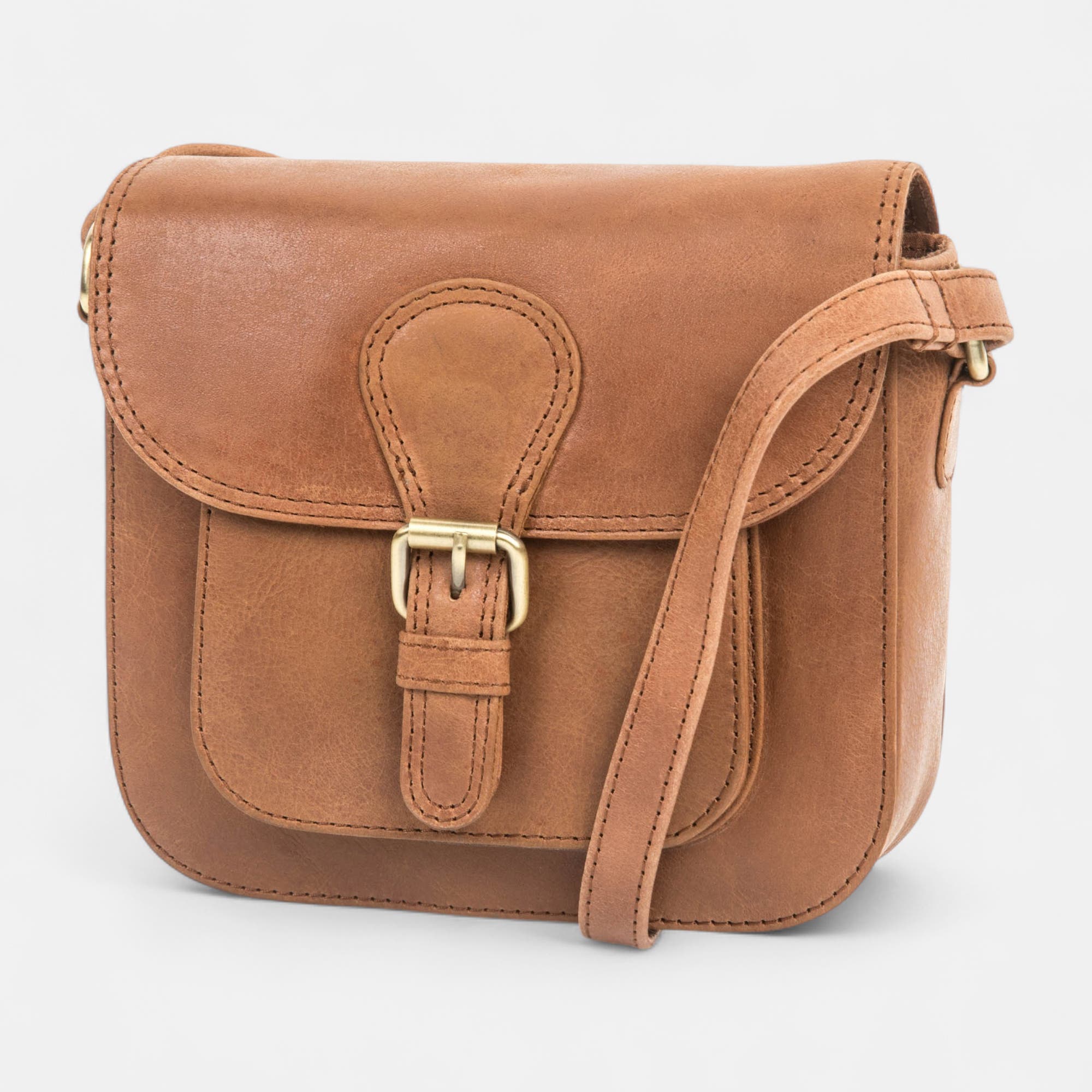 Sac bandoulière en cuir cognac