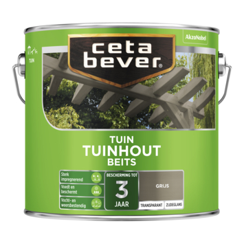 CetaBever Tuinhoutbeits transparant grijs zijdeglans 2,5 L