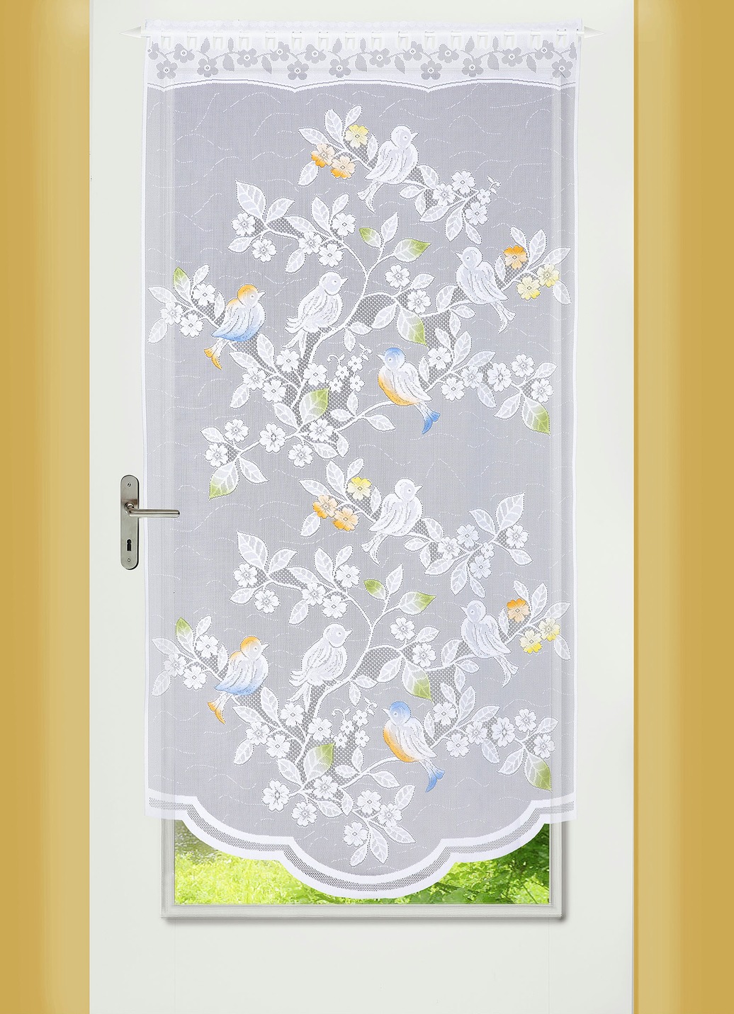 Fenster- und Türbehang Vögelchen, verschiedene Farben