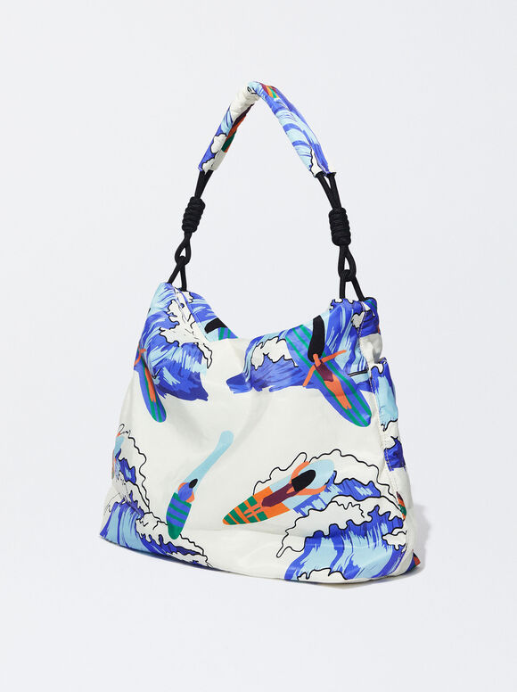 Bolsa de ombro em nylon estampado - Off-White